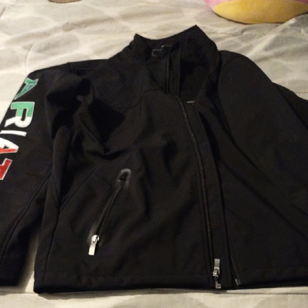 Black Jacket with Multicolor Sleeve Design